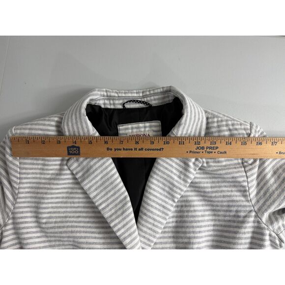 Merona Women's Striped Oxford Blazer Gray White Size 12 - Picture 7 of 12